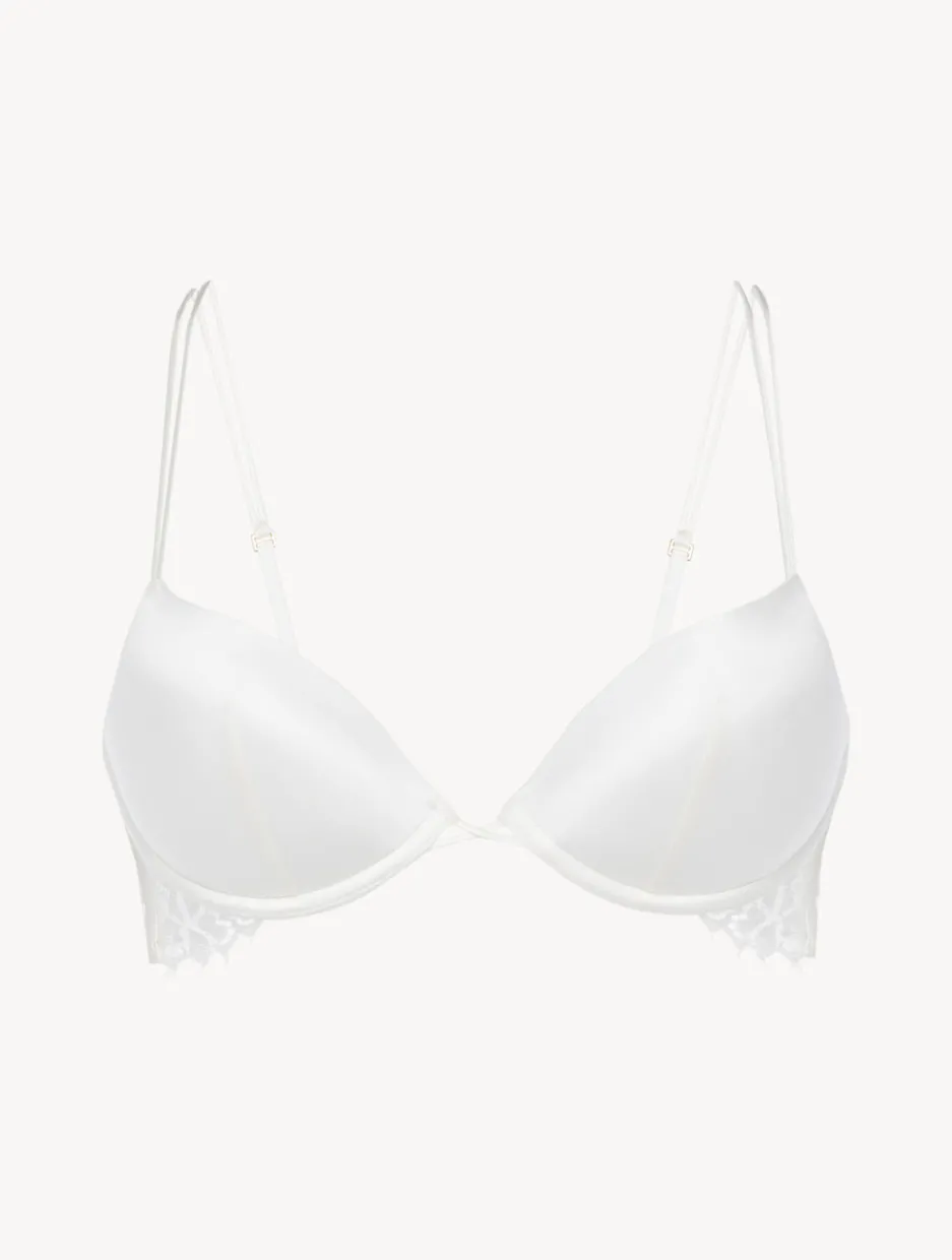 Off-white Padded Push-up Bra With Leavers Lace Trim