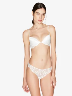 Off-white Padded Push-up Bra With Leavers Lace Trim