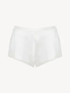 Off-white Silk Sleep Shorts With Macramé Frastaglio