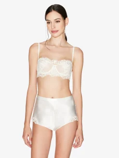 Off-white Silk Sleep Shorts With Macramé Frastaglio
