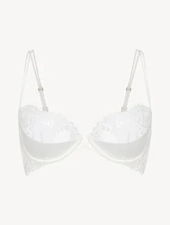 Off-white Underwired Balconette Bra With Leavers Lace Trim