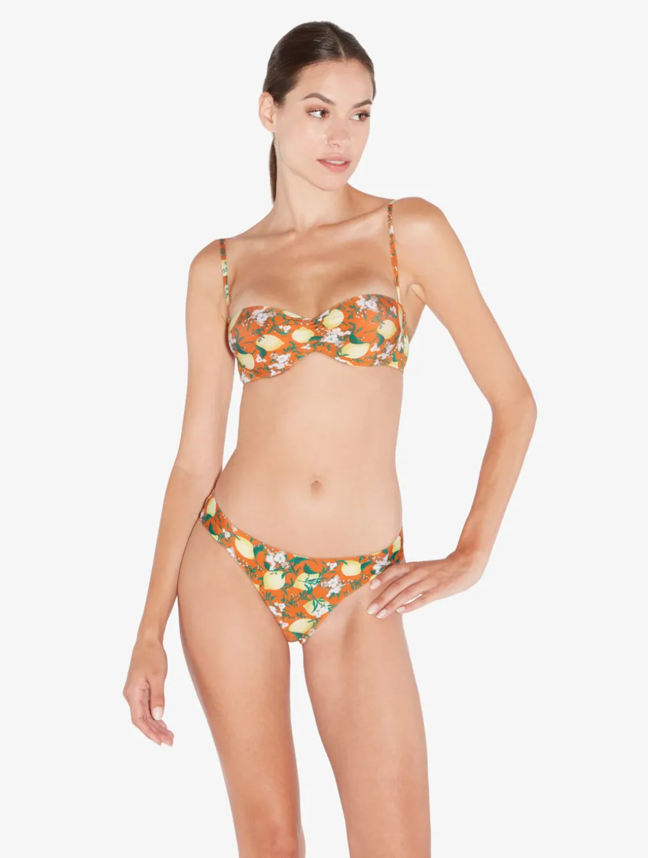 Orange Printed Bandeau Bikini Top