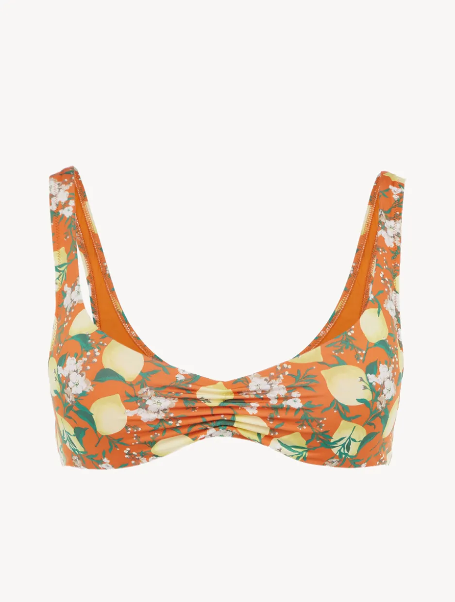 Orange Printed Bikini Top
