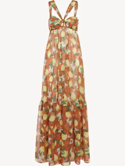 Orange Printed Maxi Dress