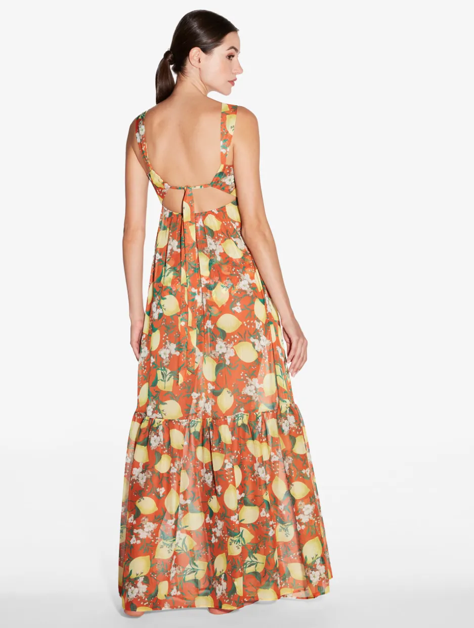 Orange Printed Maxi Dress