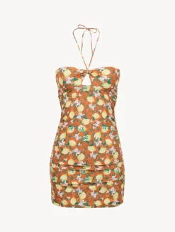 Orange Printed Short Dress