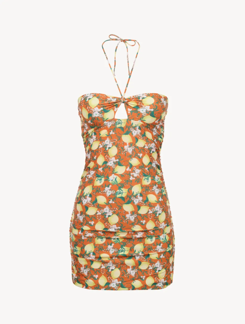 Orange Printed Short Dress