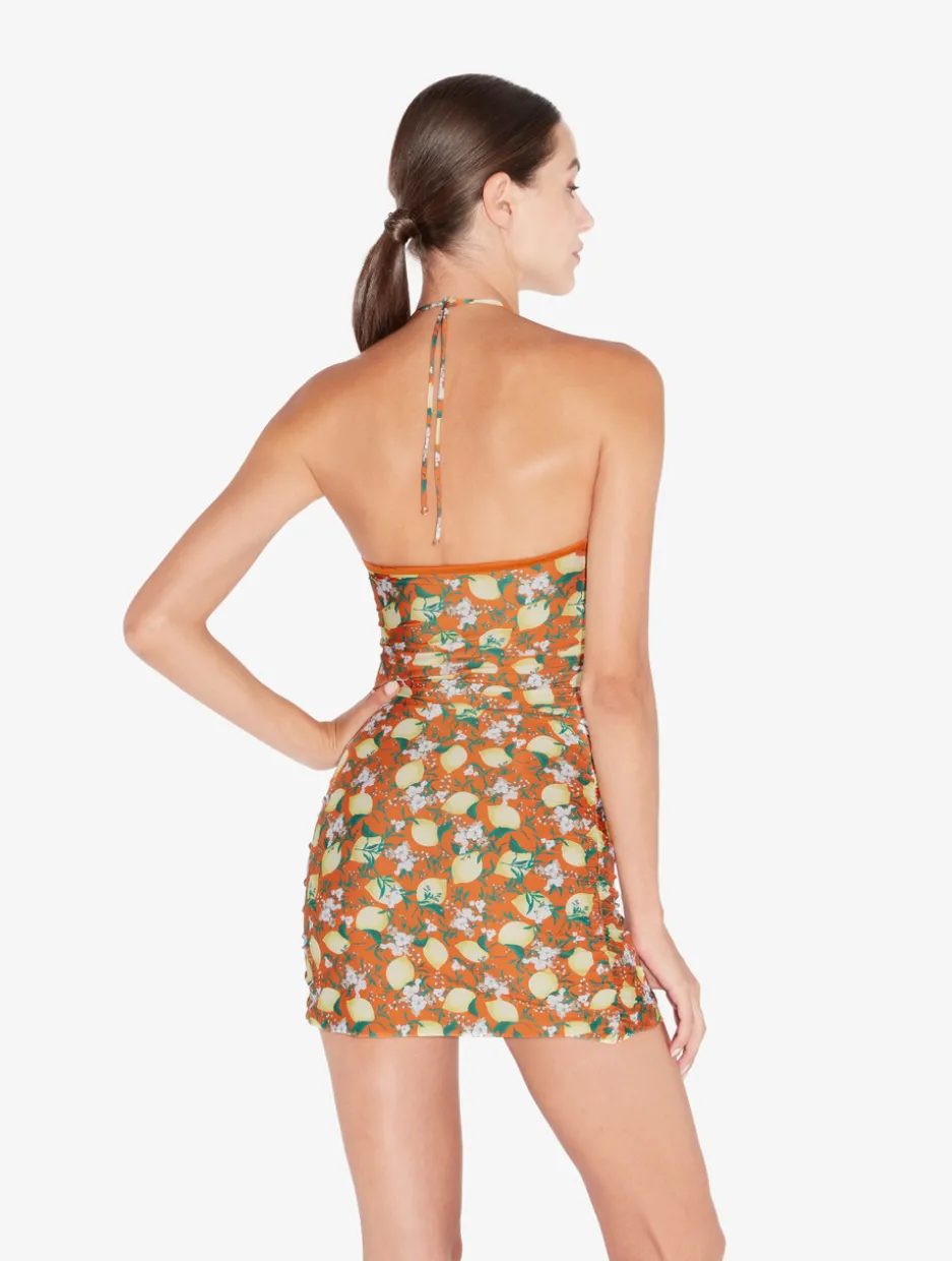 Orange Printed Short Dress