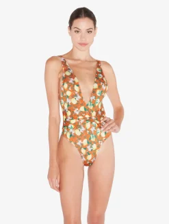 Orange Printed Swimsuit