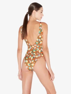 Orange Printed Swimsuit