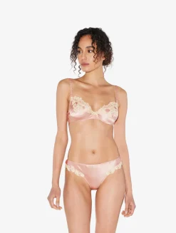 Pink Silk Brazilian Briefs With Ivory Frastaglio