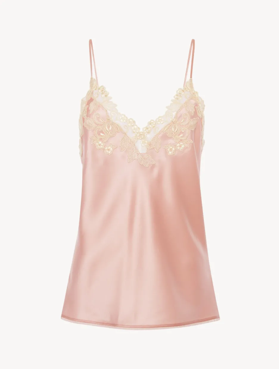 Pink Silk Camisole With Frastaglio