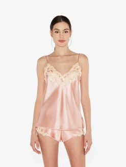 Pink Silk Camisole With Frastaglio