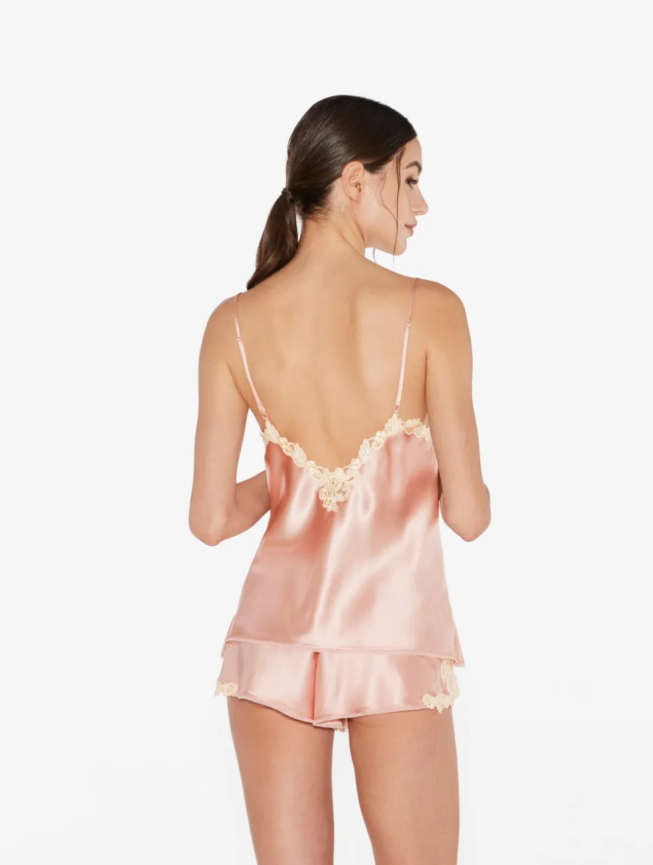 Pink Silk Camisole With Frastaglio