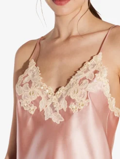 Pink Silk Camisole With Frastaglio