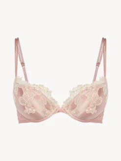 Pink Silk Push-up Bra With Frastaglio