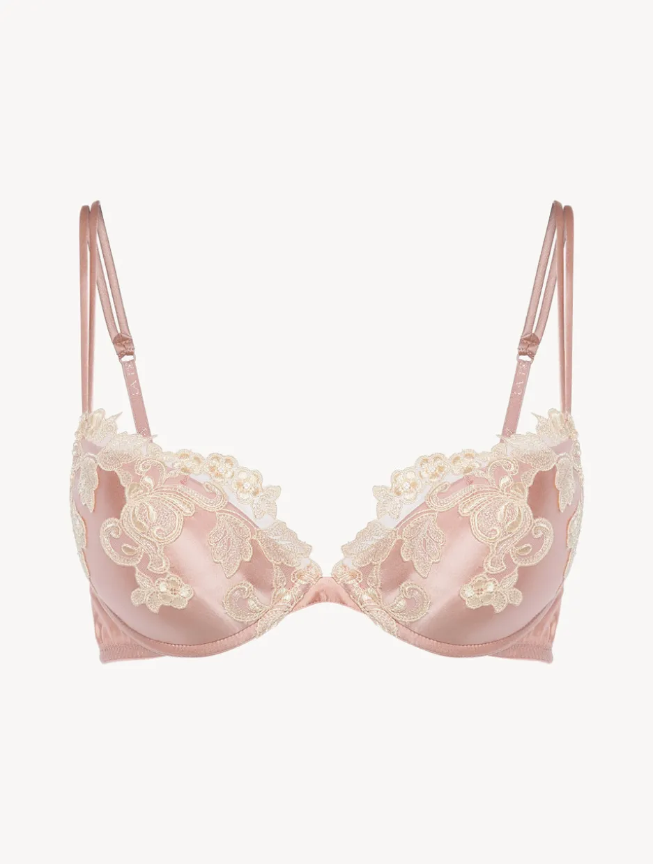 Pink Silk Push-up Bra With Frastaglio
