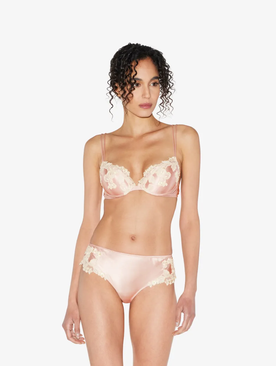 Pink Silk Push-up Bra With Frastaglio