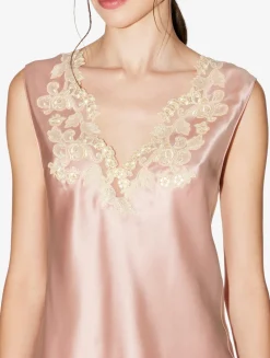 Pink Silk Satin Top With Frastaglio