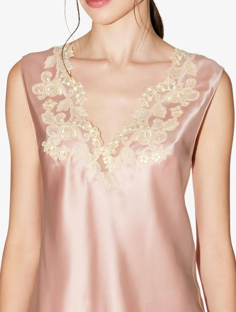 Pink Silk Satin Top With Frastaglio