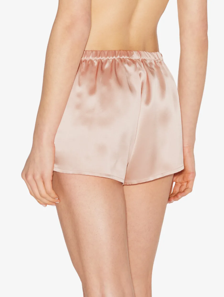 Powder Pink Silk Pajama Shorts