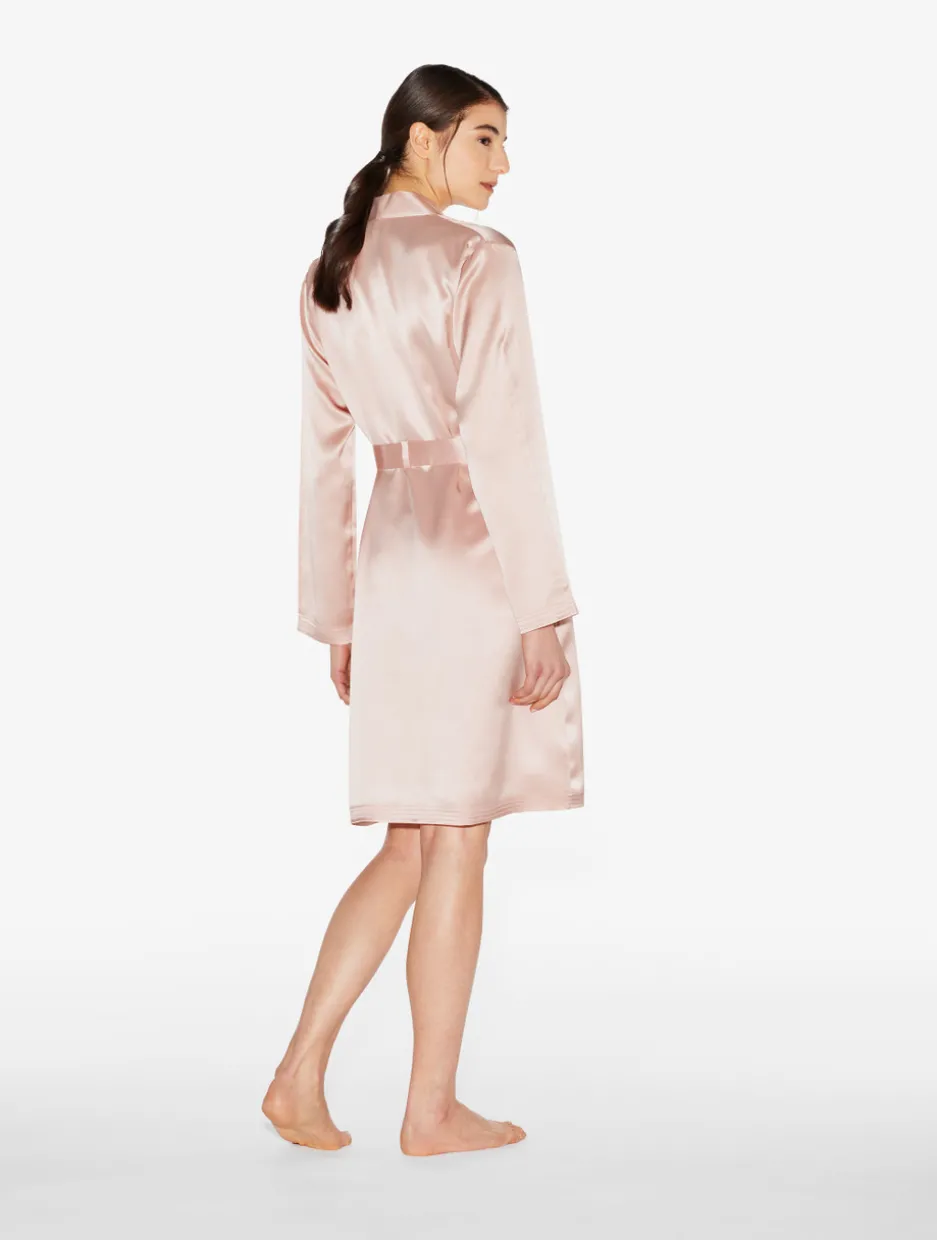Powder Pink Silk Short Robe