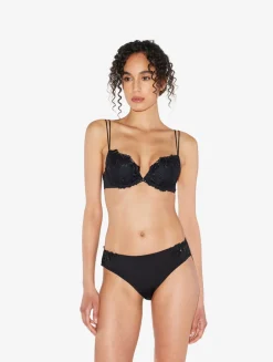 Push-up Bra In Black Lycra With Embroidered Tulle