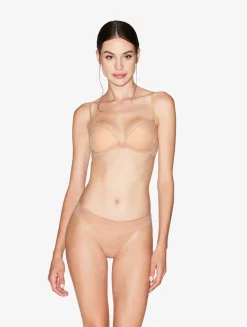 Push-up Bra In Sand Stretch Tulle