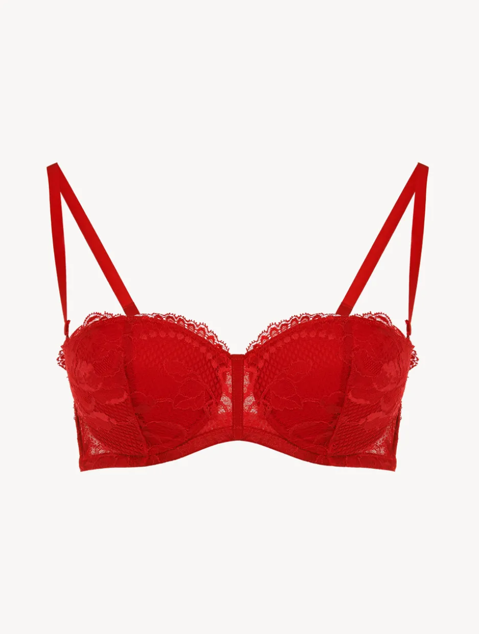 Red Lace Bandeau Bra