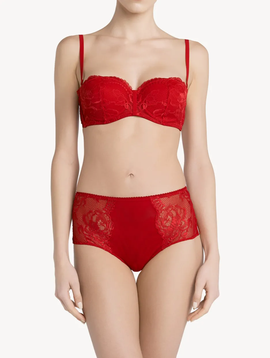 Red Lace Bandeau Bra