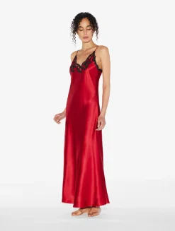 Red Long Nightgown With Frastaglio