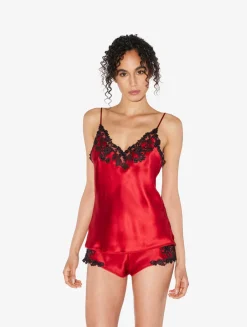 Red Silk Camisole With Frastaglio