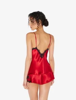 Red Silk Camisole With Frastaglio