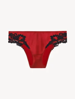 Red Silk Medium Briefs With Frastaglio