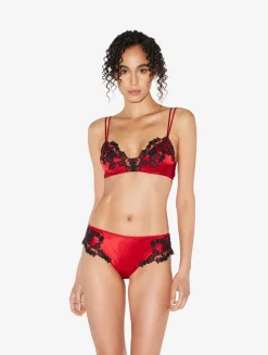 Red Silk Medium Briefs With Frastaglio