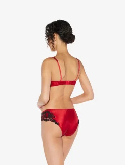 Red Silk Medium Briefs With Frastaglio