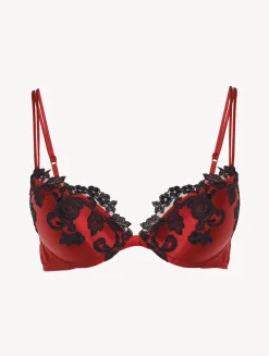 Red Silk Push-up Bra With Frastaglio
