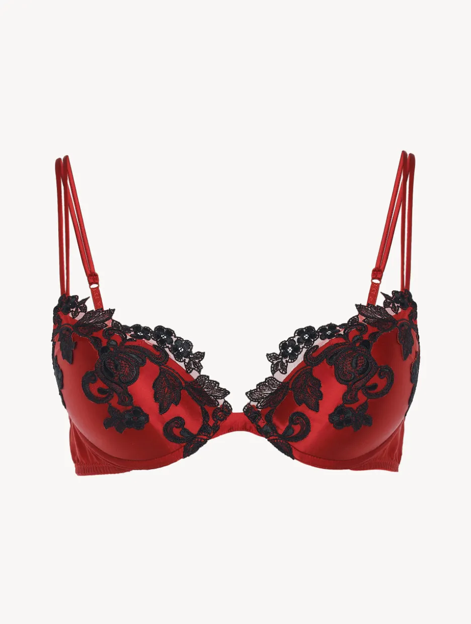 Red Silk Push-up Bra With Frastaglio