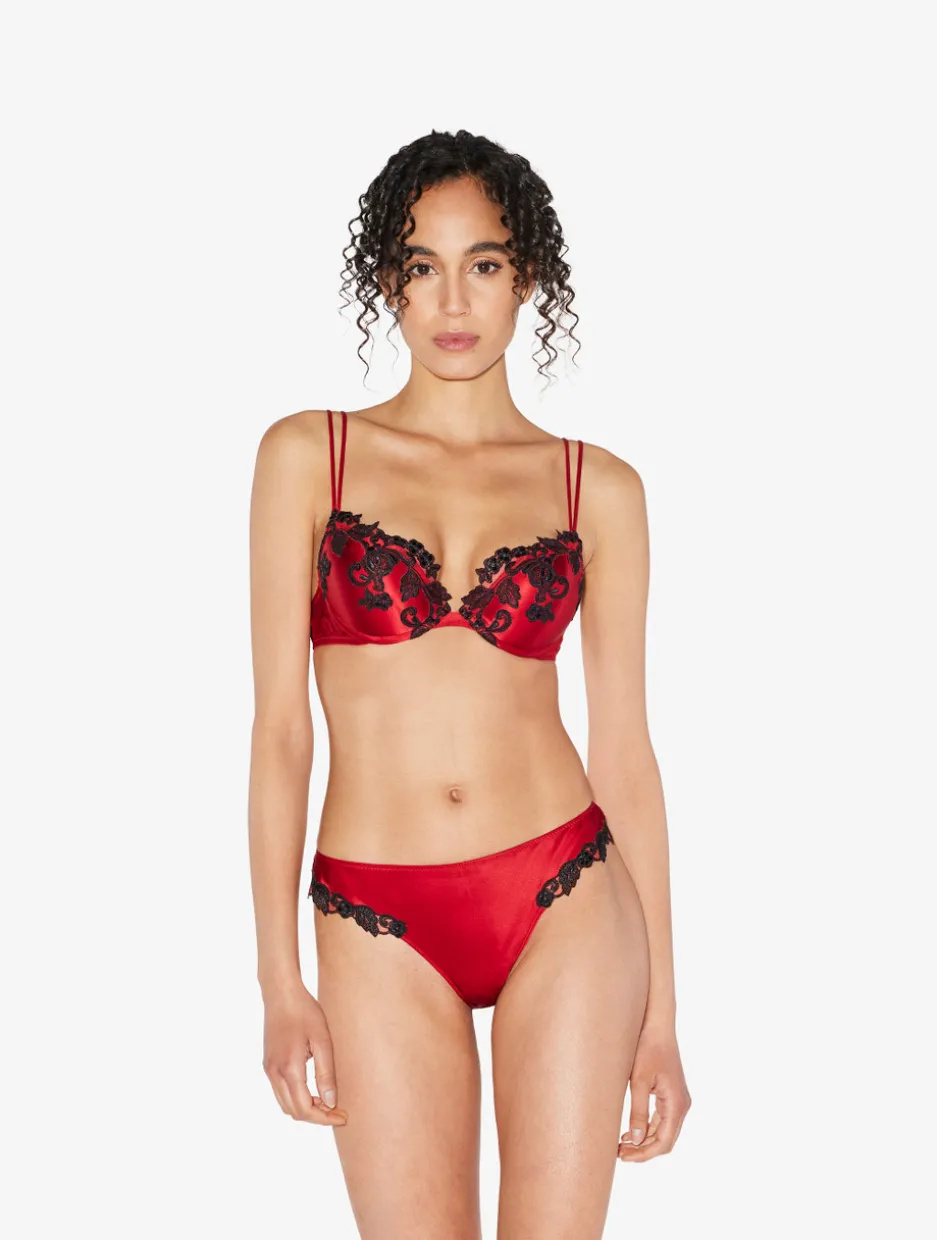 Red Silk Push-up Bra With Frastaglio
