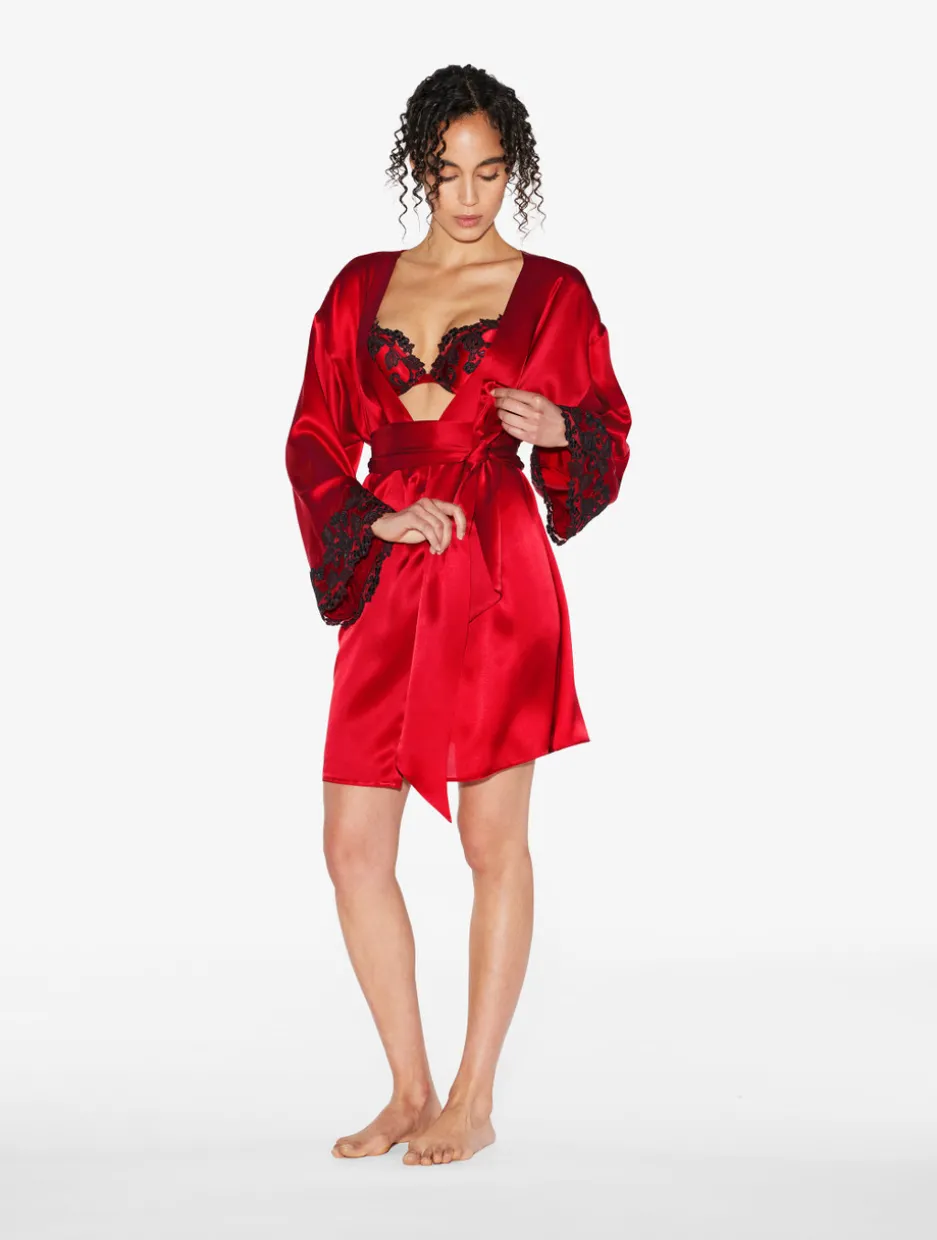 Red Silk Push-up Bra With Frastaglio