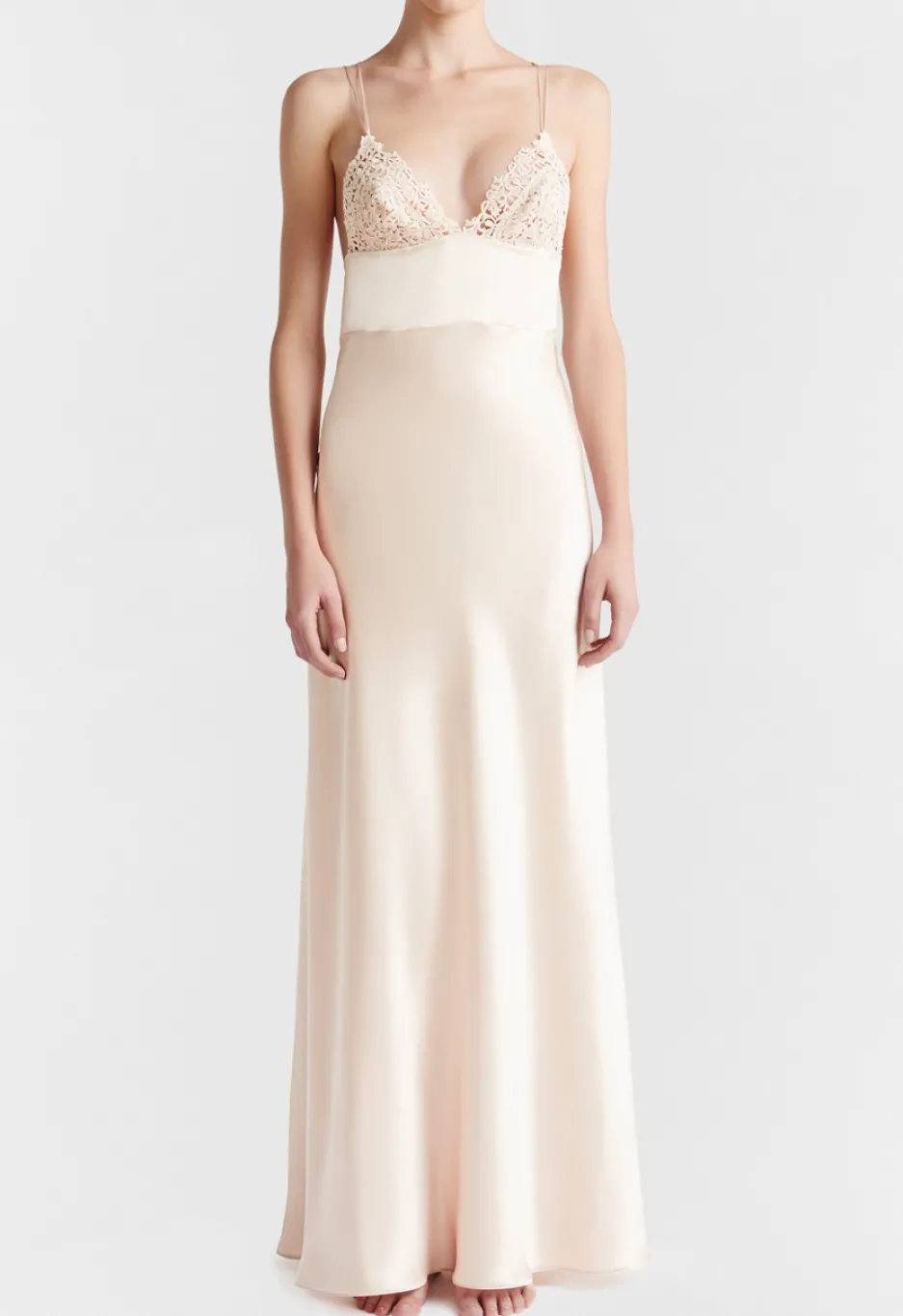 Rose Beige Long Night Dress