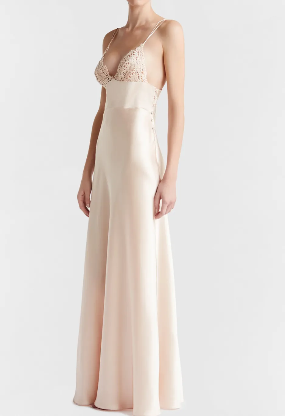 Rose Beige Long Night Dress