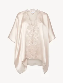 Rose Beige Short Silk Robe