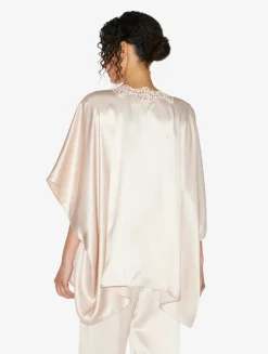 Rose Beige Short Silk Robe