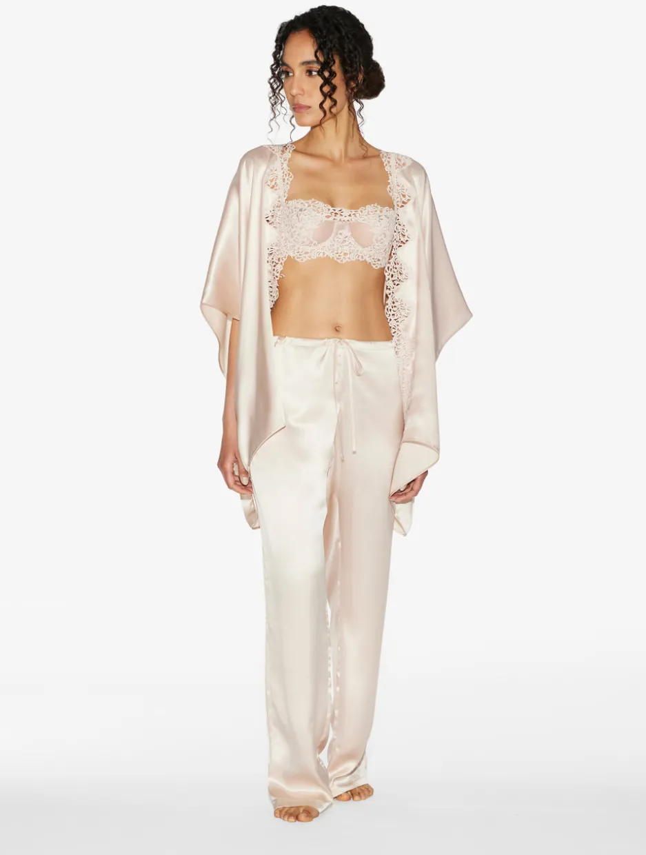 Rose Beige Short Silk Robe