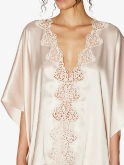 Rose Beige Short Silk Robe