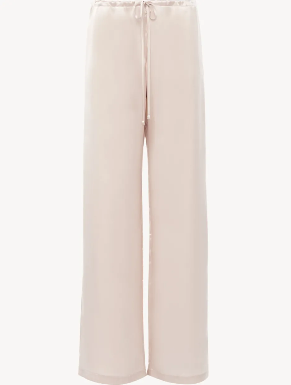 Rose Beige Silk Trousers