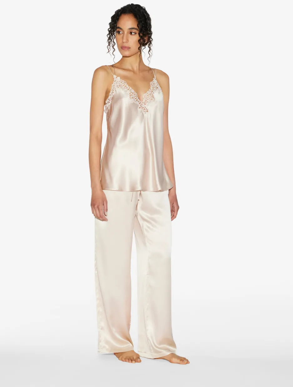 Rose Beige Silk Trousers