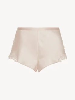 Rose Beige Sleep Shorts With Macramé Frastaglio