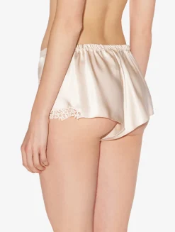 Rose Beige Sleep Shorts With Macramé Frastaglio
